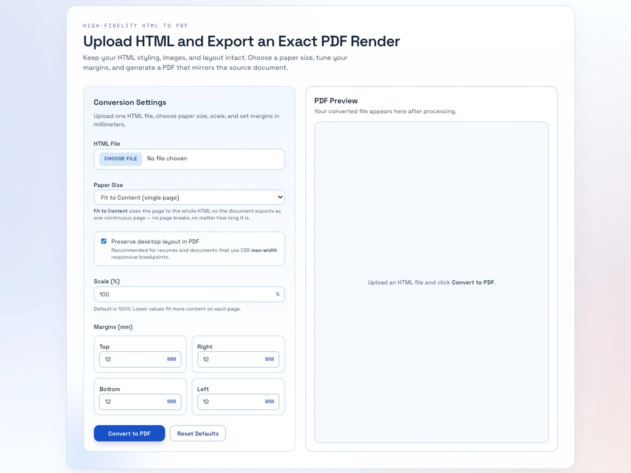 HTML to PDF Converter