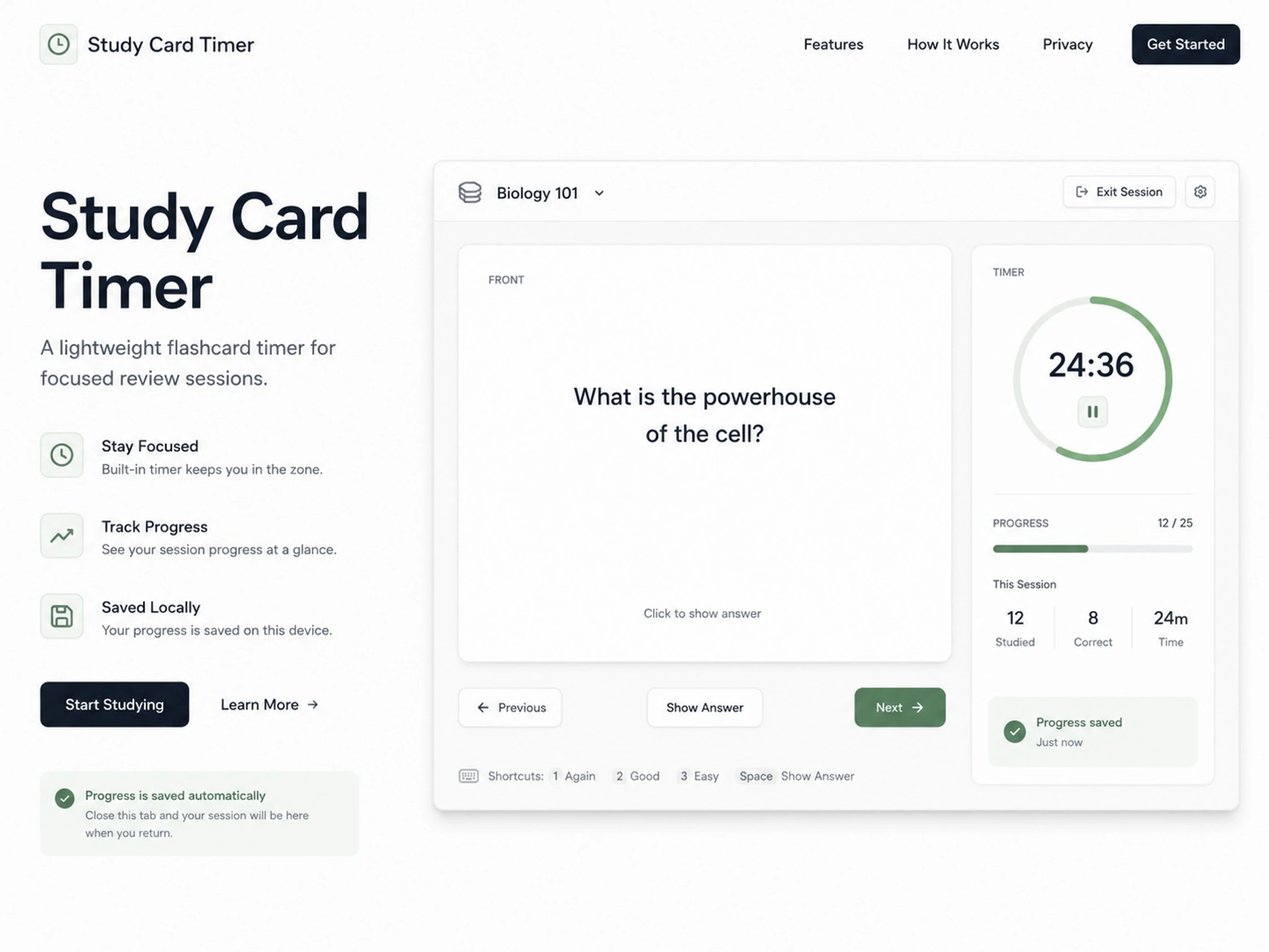 Study Card Timer