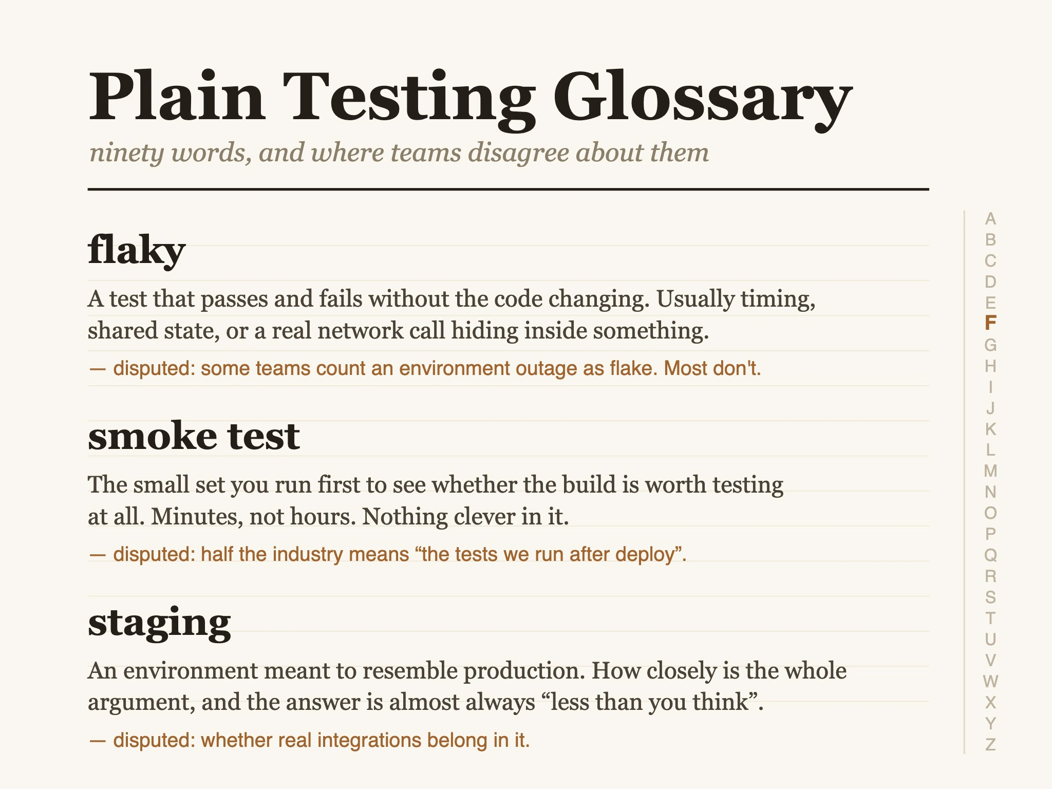 The Plain Testing Glossary