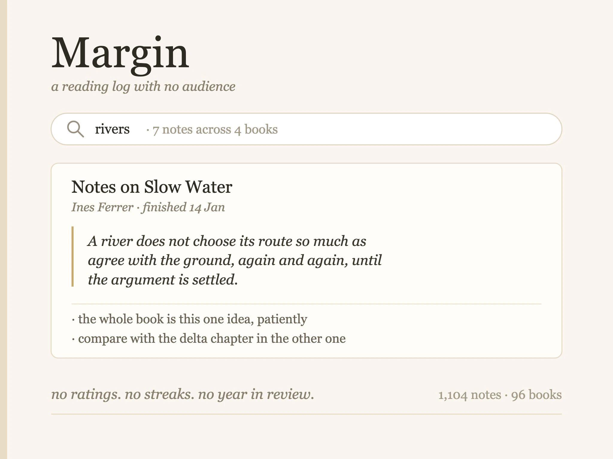 Margin, a reading log that is not a social network