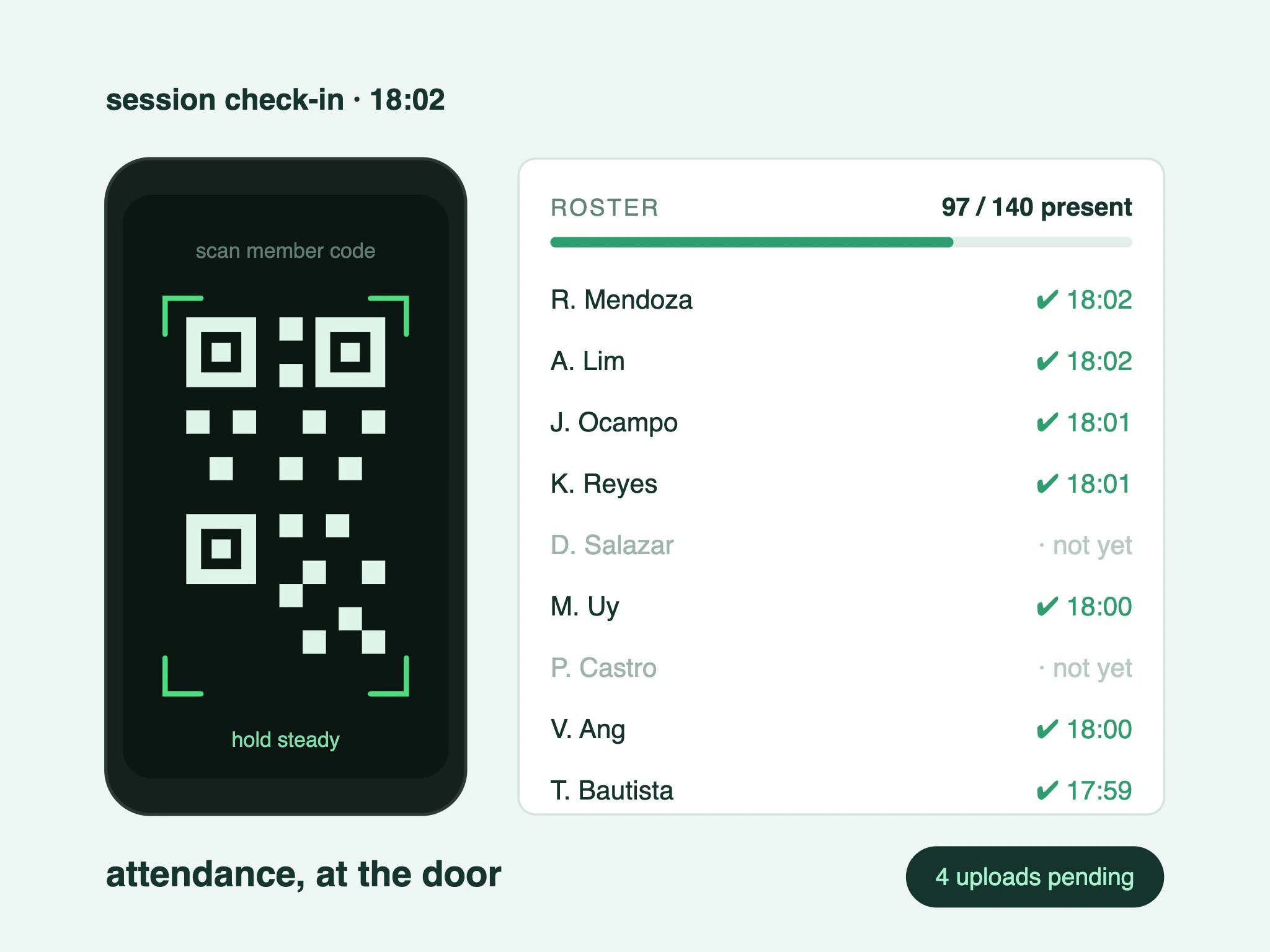 Attendance scanner for a campus organisation