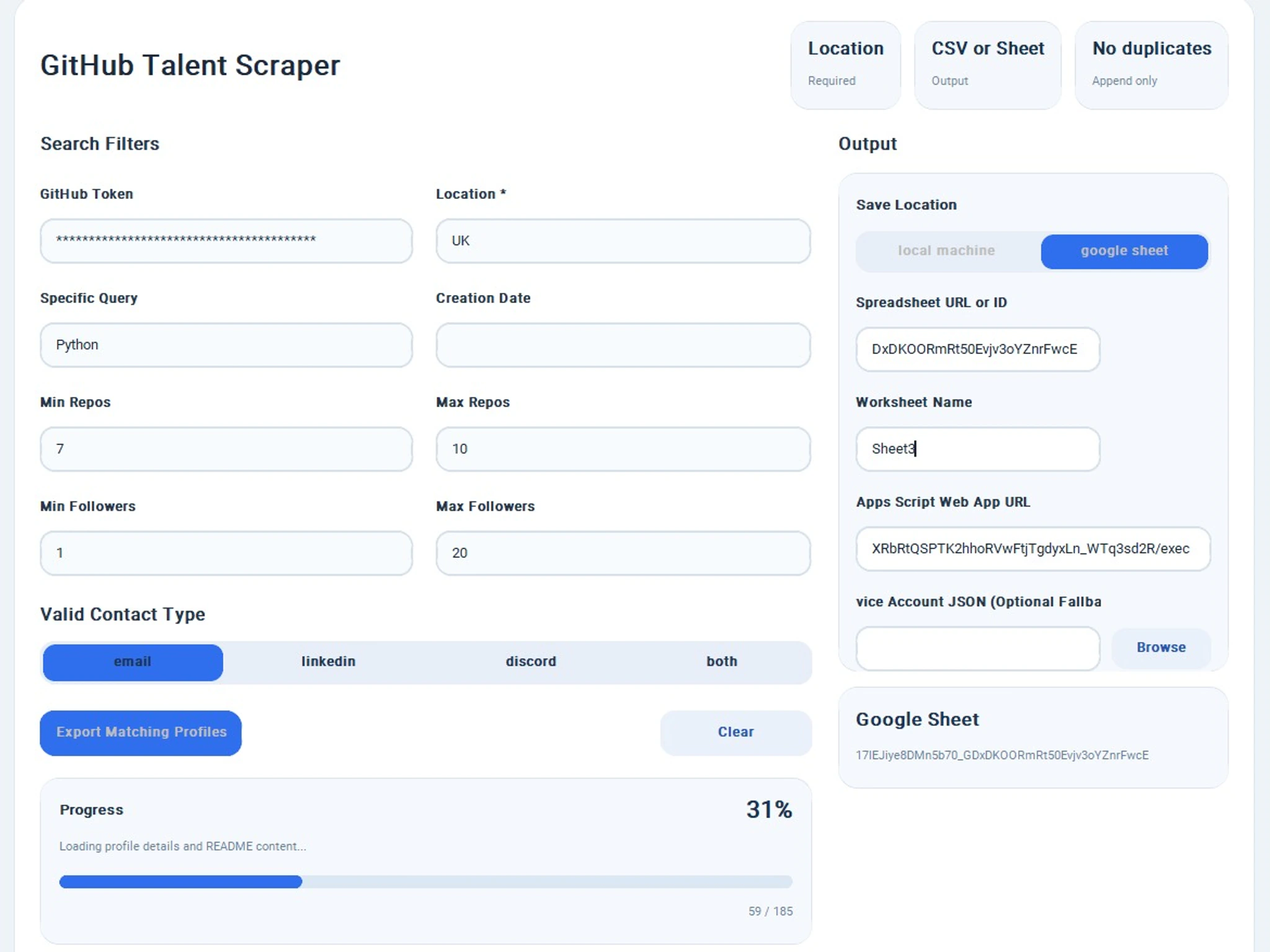 GitHub Scraping Tool