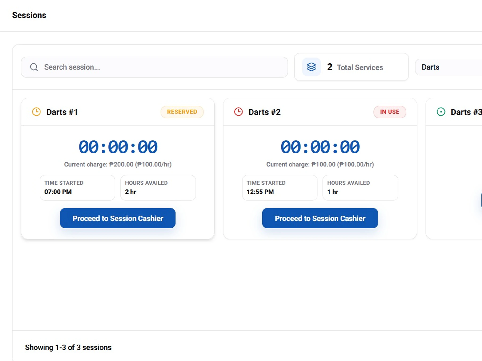 Session/Timer based POS (Point of Sale)